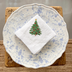Christmas tree linen napkin 45 x 45 cm - set of 4