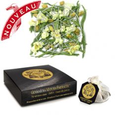 Genmaicha matcha emeraude, umami silky green tea - 30 French cotton muslin tea infusers