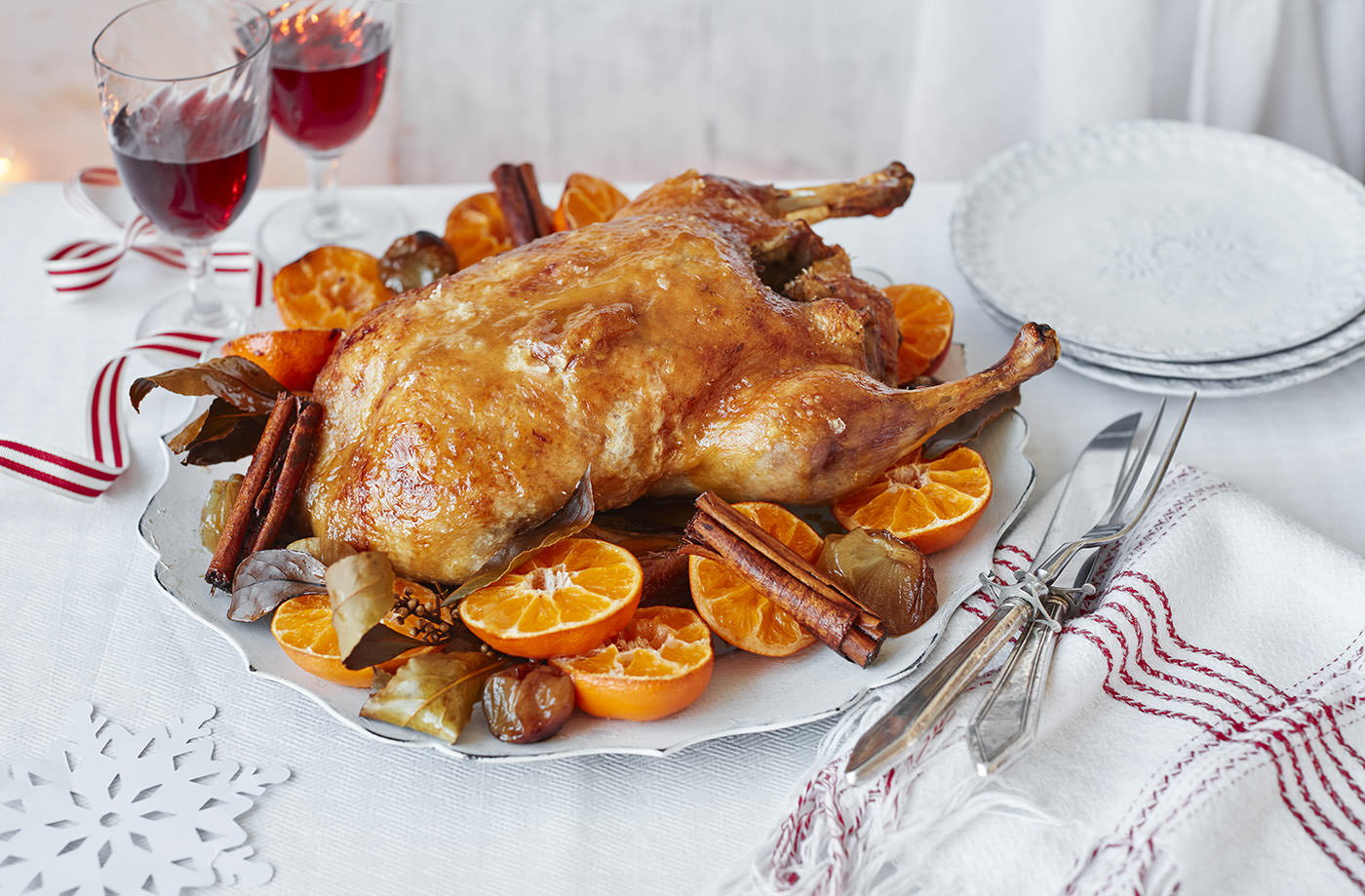 Roasted duck with spiced clementines 