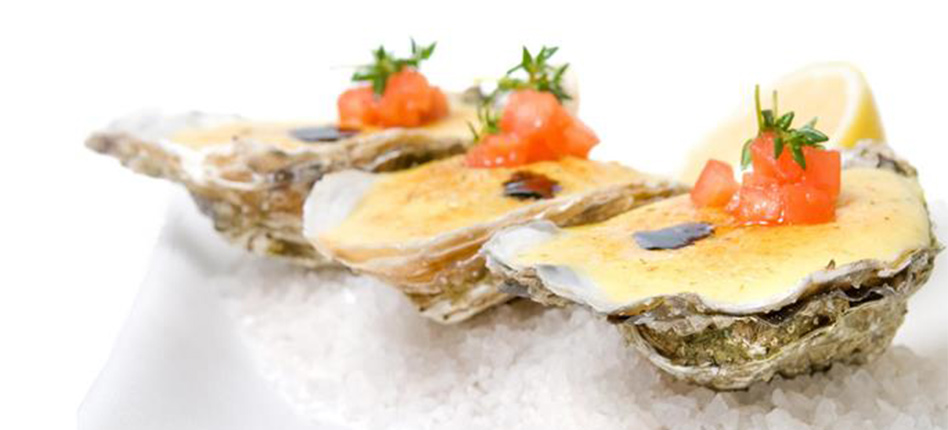 Gratinated oysters with Champagne sabayon recipe