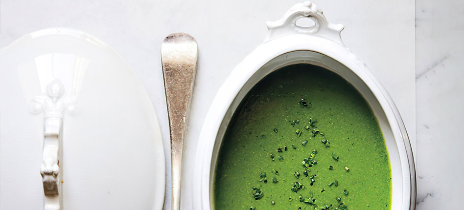 APPETIZER : Cream of green pea soup with fresh mint recipe