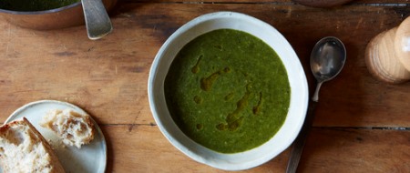 Spinach veloute with goat cheese