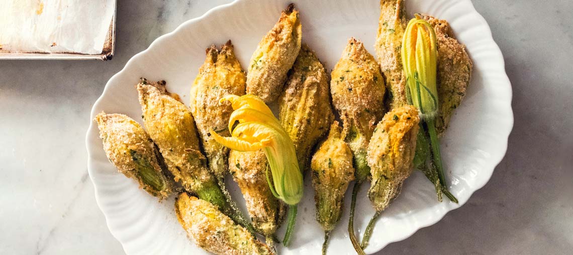 SUMMER Baked zucchini blossoms stuffed with ricotta recipe
