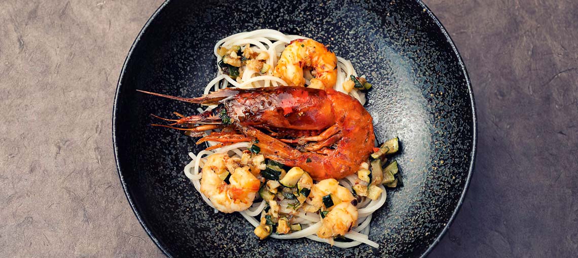 SUMMER Spaghetti with red prawns from Italy, gambero rosso recipe