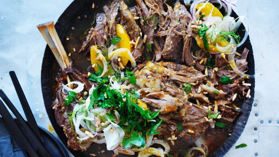 EASTER slow cooking lamb with Middle Eastern flavors recipe