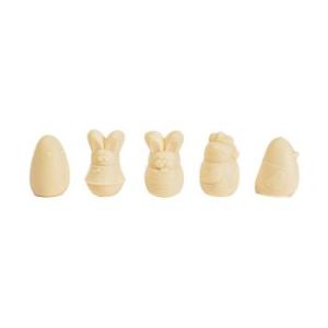 Assortment of 5 Easter animals 55% almond and coconut praline