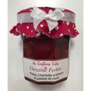 Rose petal and charlotte strawberry jam 100% natural, no preservative, no flavoring - 220g