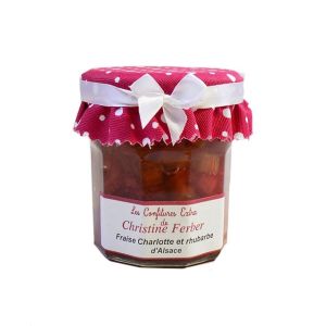 Rhubarb with charlotte strawberry jam 100% natural, no preservative, no flavoring - 220g