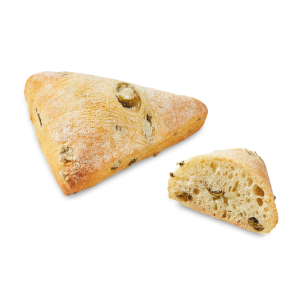 Pre-baked Lenotre triangular bread with green olives  - 45 x 45g (frozen) / follow our cooking tip