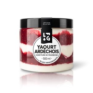 Artisanal farm yogurt sorbet with raspberry jam - 500ml 