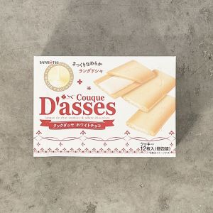 Japanese cookies "langues de chat" with white chocolate - 12 pieces