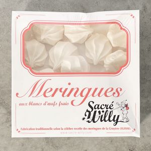 Artisanal meringue "bouchees" according to the famous Swiss recipe from La Gruyere - 120g 