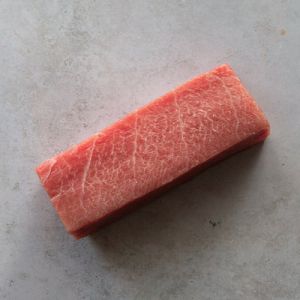Frozen bluefin tuna belly Otoro saku block from Japan, melting on the tongue - about 300g / 1500 aed/kg - price will be adjusted as per final weight