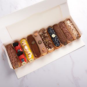 Signature box of 10 freshly baked large eclairs - packed in a nice gift box