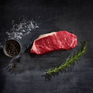 2 x chilled Angus striploin steak marble score 2/3 - (halal) - 100% hormone-free, chemical-free (3 days shelf-life)