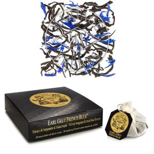 Earl Grey French Blue, velvety bergamot & royal blue flowers - 30 French cotton muslin tea infusers