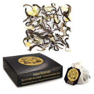 Jasmin Mandarin, sweet green tea with jasmin blossom - 30 French cotton muslin infusers