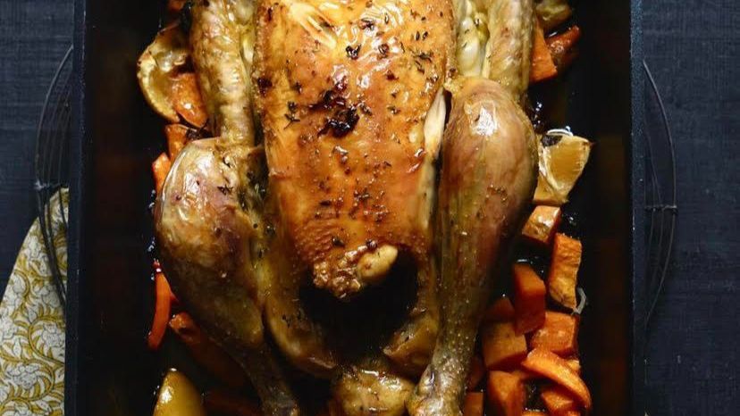 ESSENTIALS Classic roast chicken with lemons and thyme recipe 