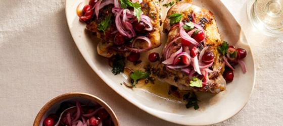 THANKSGIVING American ranch-raised Turkey With Pickled Cranberries and Onions recipe