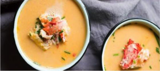 King Crab and Cream of Pumpkin Soup Verrines