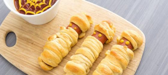 Halloween recipe : mummy hot dogs with honey mustard